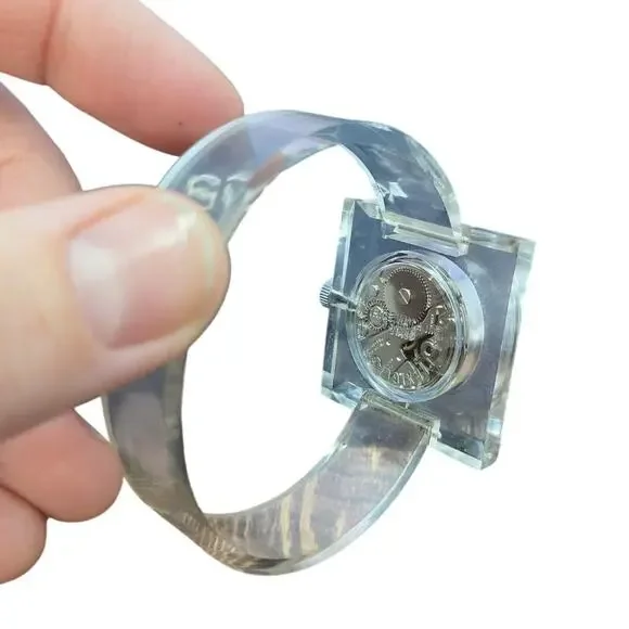 Vintage Sutton Blue Dial/Transparent Case and Bracelet Bangle Watch - Picture 3 of 9